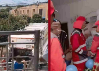 Recolectores de basura van al velorio de un niño que siempre los saludaba